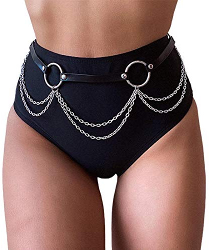 Ushiny Punk Gürtel Damen Leder Taillengürtel Rave Gürtel für Damen | Taillengürtel passend für Rave Events Festival Outfits Punk Styles