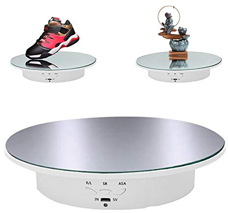 Drehteller Elektrisch für Fotografie, 20cm Automatische Drehplattform 90/180 Grad Drehbarer Drehteller Motorisierter Plattenspieler Display Ständer zur Präsentation von Schmuck, Uhren