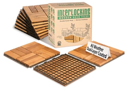 Pack of 10 Patio Flooring Tiles Outdoor Deck Tiles 12x12 – Interlocking Patio Deck Tiles, Waterproof Patio Tiles Outdoor, Pavers for Outside Patio, Snap-Together Balcony Floor Tiles for Pool