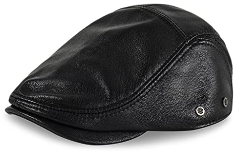 RajoNN Hüte Baskenmütze Leder Casual Baseball Cap Herren Winter Warm Leder Newsboy Cap Herrenhut