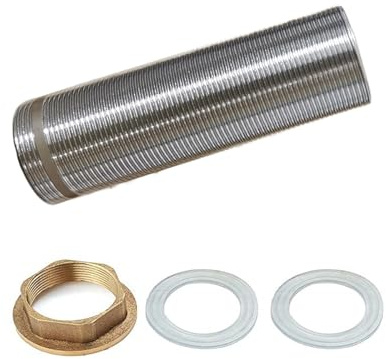 Einlochdeck Kalt Warmwasser Messing Rohrmuttern, Kaltwasserhahn Armaturen Nippel Kontermutter, Verlängerung Gewinderohr TAOZHUGONG (100mm- Edelstahl)