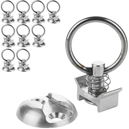 Safetytex Single Endbeschlag 20 mm für Airlineschiene mit Zurpunkt 10 Stück | Zurrplatte, Haltepunkt, sichere Befestigung, Ladungssicherung, Zurrschiene, verzinkter Stahl, langlebig