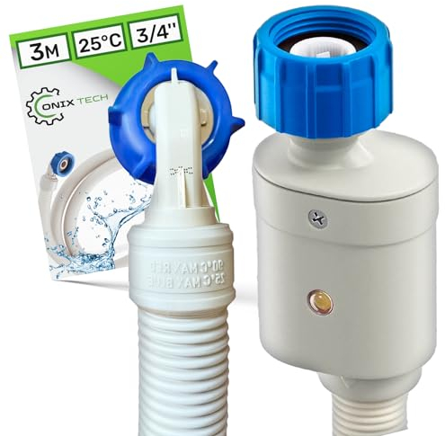 Aquastop Manguera Lavadora y Lavavajillas 3m y Válvulas Ø 3/4″ Rango de Presión 0,2-10 Bar Hasta el 90°C - Garantía de 5 Años - MADE IN EU - ONIX TECH
