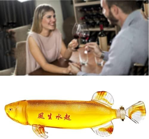 Ensemble de Carafe à Whisky Carafe à Whisky en Poisson Animal, Carafe en Verre à Haute teneur en Borosilicate de 1000 ML Carafe à Whisky et à vin Carafe en Verre de Poisson pour Whisky, spir