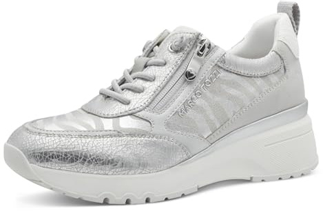 MARCO TOZZI Baskets Plates pour Femme avec Fermeture éclair - Semelle Chunky, Silver Comb, 39 EU