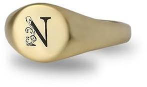 ANEMONE JEWELRY Benutzerdefinierte Initialen Siegelring - Name Gravur Ring - Paare Ring - Niedliche Ring - Geschenk für sie