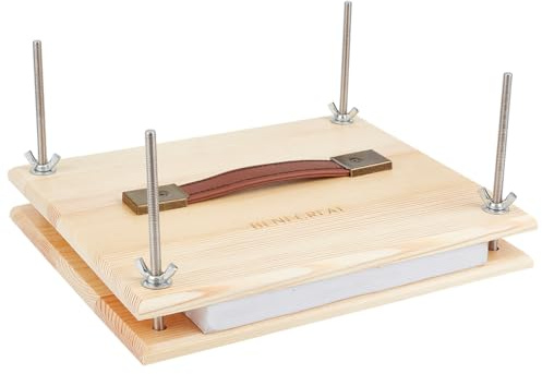 BENECREAT 20.5x25.2x1.6cm Tragbar Buchpress Werkzeug, Mandelweiß Holz Rechteckige Buchbindung für DIY-Dokumente, Fotoalben, Karten, Gedenkbücher