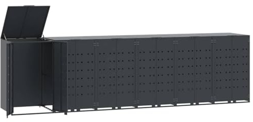 vidaXL Mülltonnenbox für 6 Tonnen Anthrazit 414x79x117 cm Stahl