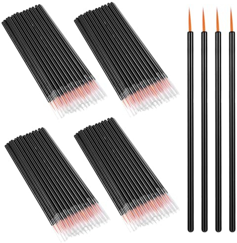 cobee 100 Pcs Disposable Eyeliner Brush Set, Cosmetic Eye Liner Applicator Ultra-fine Point Eyelash Brush Wands Cosmetic Makeup Tool for Lip Liners Eyelashes Detail Painting