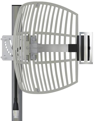 Antenna a griglia WiFi da 2,4 GHz con guadagno da 17 dBi – ricezione WiFi a lunga distanza fino a 15 km, resistente alle intemperie, con cavo a bassa perdita da 10 m, compatibile SMA e RP-SMA