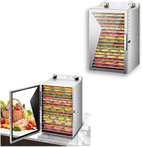 WaaYb Deshidratador de Alimentos Profesional, Secadora de Carne de 800 W, Secadora de Frutas de 30-90 °C para el hogar con bandejas extraíbles, Temporizador de 24 Horas, protección contra sobrecarga