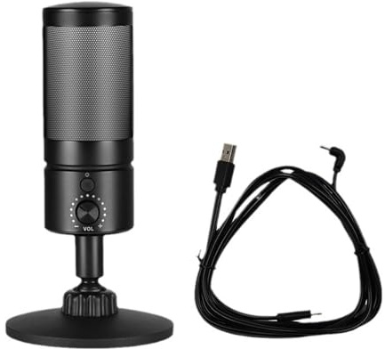 Yjcnelcr Microfono USB da tavolo con luci colorate e microfono a condensatore a pulsante silenzioso per registrare per più dispositivi