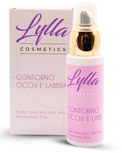 Lylla Cosmetics® Contorno Occhi e Labbra – Effetto Lifting Immediato con Acido Ialuronico, Aloe Vera e Resveratrolo – Riduce Rughe, Borse e Occhiaie – Idratante e Rassodante, Texture Vellutata