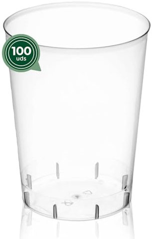 Maxi Products - 100 Vasos Sidra Plástico Reutilizables - 600 cc (20 oz) - Vasos Reciclables - Vasos Sidra - Vaso Grande para Agua, Refrescos, Café, Cócteles, Fiestas y Catering - VASO SIDRA