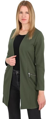 Malito - dam långärmad casual kavaj - öppen elegant stretchkavaj - mjuk & figurföljande - Business långkavaj 6041, oliv, XXL