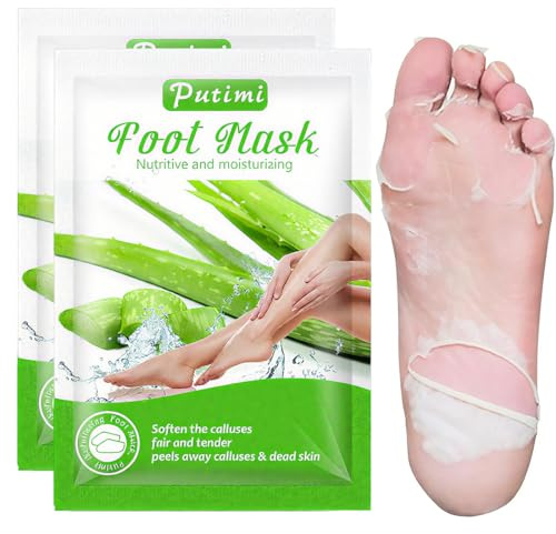 LQIOACU 2 Paia Maschera Piedi Esfoliante Aloe ver, Maschera Esfoliante Piedi, Maschera Peeling Piedi, Rimozione Della Pelle Morta e Calli, Maschera per Piedi Efficace Cura dei Piedi i Scrub Piedi