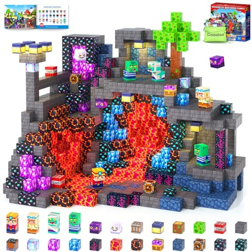 Coodoo Magnetische Bausteine - Baue Mine Magnet Welt Kinderspielzeug | Magnetbausteine, Spielzeug für Jungen und Mädchen ab 3 Jahren, Kreative Kleinkindspielzeug für Kinder ab 3 4 5 6 7 8 9