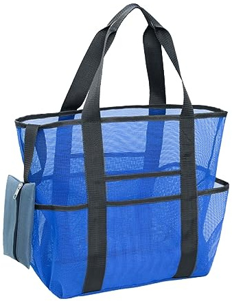 CONGARTENO Bolsa De Playa De Malla Grande y Ligera Bolsa Rejilla para Juguetes Multifunción para Toallas Botellas Protector Solar De Picnic