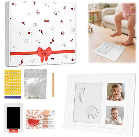 Corpower Cornice Impronta Mani e Piedi Neonati Argilla, Cornice per Bambini, Set Impronte Mani e Piedi Neonato di Qualità, Kit Impronta Neonato Ideale per Regalo Originale e Regalo per il Battesimo