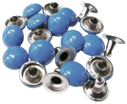 Wambere 200 Set Kupfer-Pilznieten Doppelkappe Tubular Metall Ohrstecker Leder Nieten Hohlnieten für Lederarbeiten Haustierhalsbänder Stiefel Taschen Gürte Reparatur und Dekoration,Blau,5mm