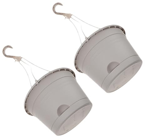 TOBBOMEY 2 Piezas Maceteros Colgantes para Plantas Exterior Interior Tiestos de Plástico Duraderos con Soporte para Jardín Balcón y Pared Decorativos para Oficina y Hogar