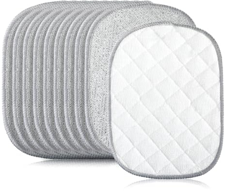 LXUEJIE 10 Pcs Wire Dish Cloth, 2025 Upgraded Double-Sided Cleaning Cloths, Silver Stainless Steel Mesh with Multi-Layer Cotton Yarn, Non-Scratch Metal Scrubbing Pads for Home Kitchen, Durable Reusabl