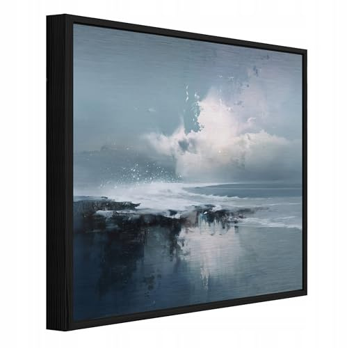 WallArena – metallbilder hav – 80 x 80 cm bilder på borstad metall med ram – väggmålning XXL, stora väggmålningar för vardagsrum, sovrum, vardagsrumsbilder, modernt konsttryck – abstraktion