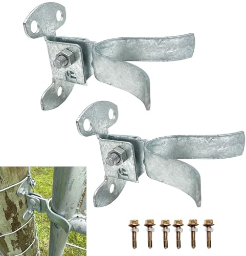 VICOVITER Flat Back Wall Mount Fork Gate Latch for Chain Link Fence, Galvanized Steel with Padlock Hole, Fits 1-3/8 Gate Frame, Includes Screws for Wood Post and Farm Gate (2-Pack)