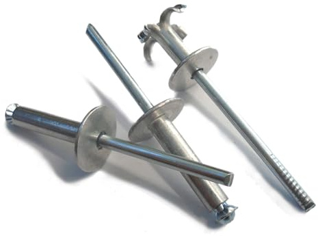 Aluminium/Steel Blind Pop Rivets, Peeled Split Type, Flange Open, 4.0mm & 4.8mm Diameters, for Plastics and Light Weight Items (4.8 X 16mm Pack of 10)
