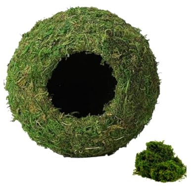 AILAMIAO Mossy Cave Reptile Hide, 7-18CM Vivarium Decor, Artificial Green Moss - Humid Hideaway for Crested Gecko, Leopard Gecko, Frog & Snake, Bioactive Habitat Decoration (L)