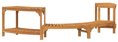 Teenpull Whirlpool Ambiente semicircular marrón de madera maciza de acacia, 272 x 120 x 55,5 cm, resistente a la intemperie, para accesorios de piscina de spa al aire libre, cuidado de piscina y