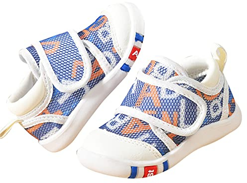 Generico Scarpe Primi Passi Bambino Bambina 19-25 EU in Rete Traspirante Sandali Mare Eleganti con Punta Chiusa e Strappo Scarpe Estive Comode Sandali Sportivi Casual per Spiaggia Casa Uscire,Blu,21