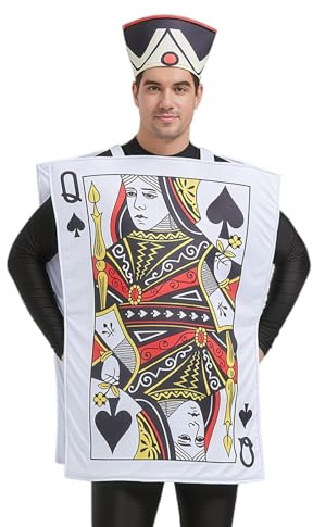 Spielkarten-Kostüm Karneval – Spielkarte mit separaten Schulterriemen | Maskerade-Kostüm mit Hut – für Jugendliche und Erwachsene für einen Maskenabend und