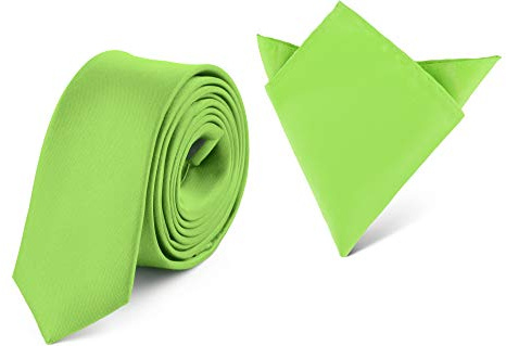Ladeheid Herren Schmale Krawatte & Einstecktuch Set SP/P (150cm x 5cm, 22cm x 22cm, Hellgrün)