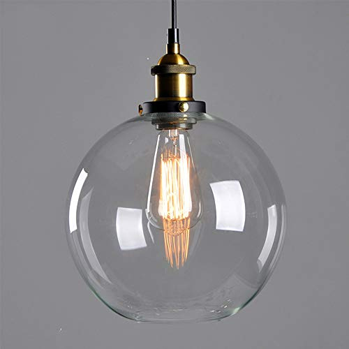 Vintage Loft Pendelleuchte Industriedesign Retro Edison Pendellampe Glas Industrie Hängeleuchten E27 Design Wohnzimmerlampe Esszimmerlampe Bar-Lampe Höhenverstellbare Hängelampe (B)
