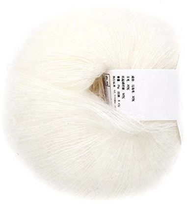 Weiche Mohair Cashmere Wolle Strickgarn leichte Hand Strickwaren Garn DIY Schal Schal Häkelgarn mit A Crochet(weiß)