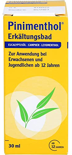 Pinimenthol Erkältungsbad | 30 ml | Badezusatz mit ätherischen Ölen | Eucalyptusöl, Menthol & Campher wirken befreiend bei Erkältung | Erkältungsbad für alle ab 12 Jahren