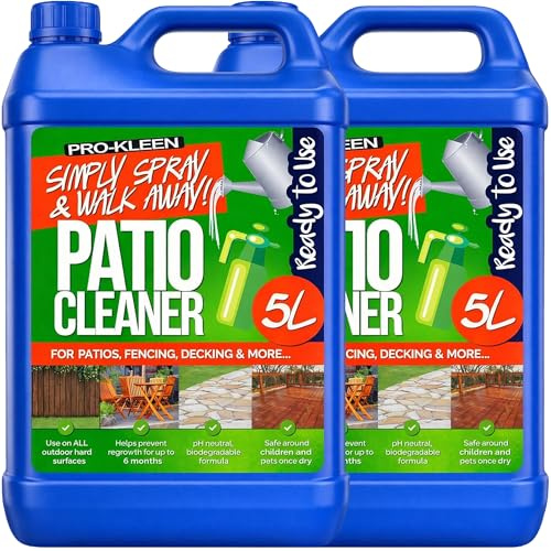 Pro-Kleen Ready to Use Green Mould and Algae Killer Simply Spray & Walk Away (2 x 5 Litres) Cleaner for Paths Patio, Fencing, Decking Resin Driveways and more!