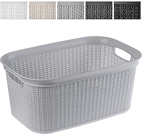 KADAX Panier à Linge de 27L, Bac à Linge en Plastique avec Poignées pour un Transport Facile, Grand Corbeille à Linge Sale pour Salle de Bain et Buanderie (Gris)
