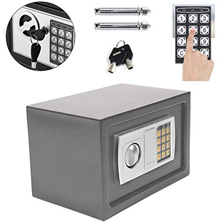 Tresor Elektronik Zahlenschloss 8.5L(31 x 20 x 20 cm) Grau Klein Tresor Digital PIN-Code Minisafe Wandtresor Möbeltresor Einfache Operation für Zuhause/Büro/Hotel