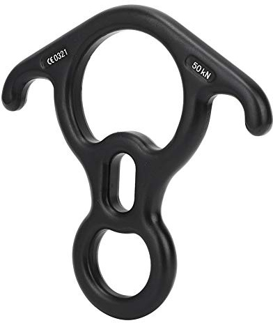 Alomejor 50KN Klettern Downhill Rettung Rappel Acht Ring 8 Descender Großes Sicherungs- und Abseilgerät für Gebogene Ohren Klettergerät für Klettergerüste Peak