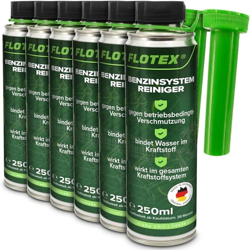 Flotex Benzinystemreiniger Additiv entfernt zuverlässig Ablagerungen [4x250ml] | Motorreiniger Benzin fungiert als Einspritzdüsen Reiniger | Motor System Reiniger reinigt effektiv Injektor