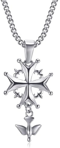 BOBIJOO Jewelry - Pendentif Collier Femme Enfant Croix Huguenote Protestant Acier 316L Argenté Chaîne