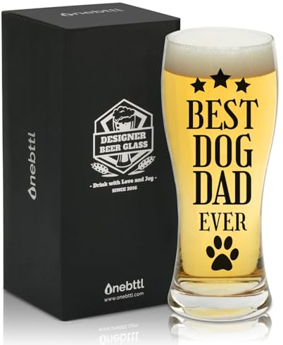 Onebttl Dog Dad Beer Glass - 15oz for Father, Pet Lover, Owner - Perfect for Birthday, Christmas