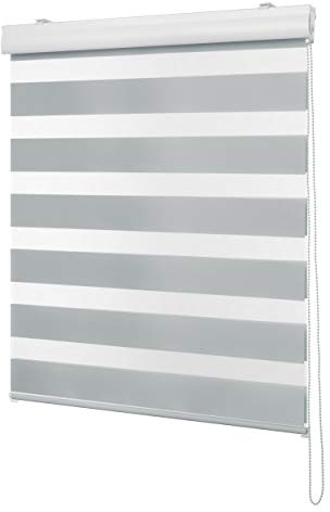 Ventanara® Doppelrollo Hellgrau mit Kassette Weiss Matt Duorollo Rollo Rolljalousie viele Größen (120 x 220 cm, Hellgrau/Kassette Weiss Matt)