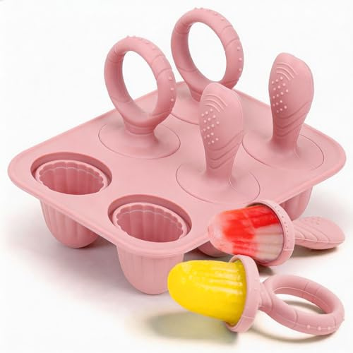 Eisformen Silikon, Eis am Stiel Formen mit Deckel, Wassereis Formen, 6 Stück Wiederverwendbare Stieleisformer, Ice Pop Maker Formen Set - 100% Lebensmittel Silikon- BPA frei (Macarons)