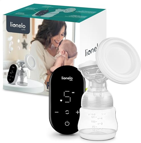 LIONELO Fidi Go tire-lait électrique avec technologie d'expression biphasée, portable et compact, 9 niveaux d'aspiration, 5 niveaux de massage, fonctionnement très silencieux, affichage LED