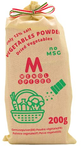Menol Spices Gemüsebrühe pulver 200g, Instant Gemüse suppe, Salzarm, Besser als Bouillon, Vegane lebensmittel, Heiße tasse, Umweltfreundliche Verpackung, Naturprodukt