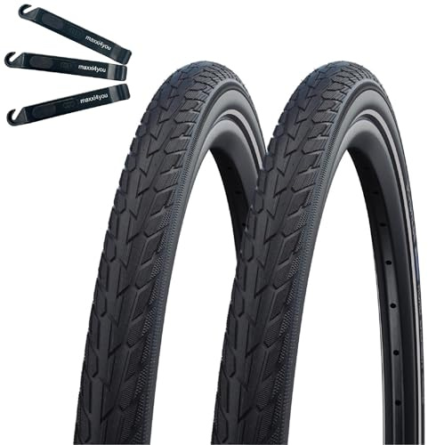2 x Schwalbe Road Cruiser K-Guard mit Reflex in Schwarz 42-622 (28.0 x 1.6) inkl. maxxi4you Reifenheber
