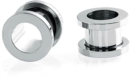 Aieci Tunnel Stål öronpropp silver tunnelplugg dubbel öronkontakt 4 mm - 20 mm, 14mm, No zirkon